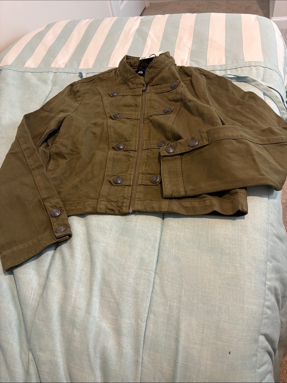 MNG Chequeta military green Cropped Jacket - Women 18”p2p
